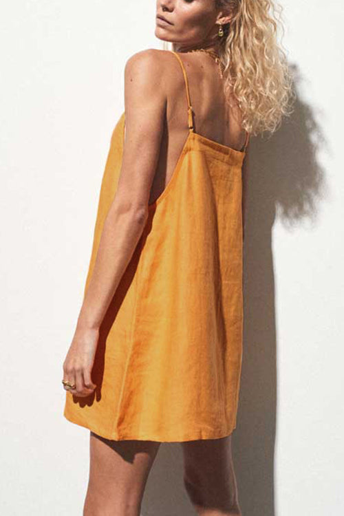 Aiertu  Minimalism Linen Slip Mini Dress Aiertu