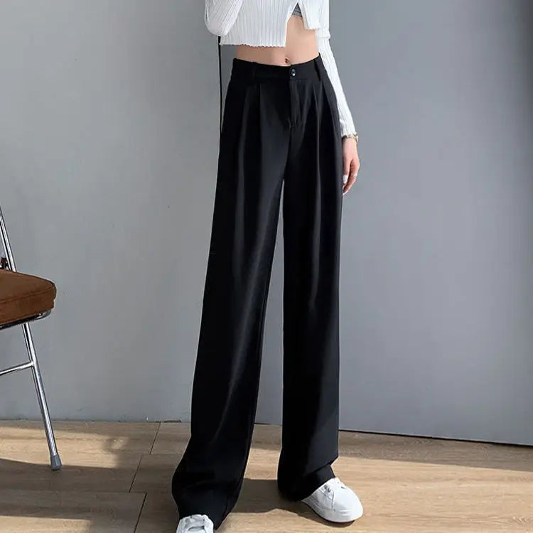Aiertu Trousers for Women Summer Women's Suit Pants White High Waist Fluid Korean Style Wide Leg Palazzo Straight Fashion Casual Aiertu