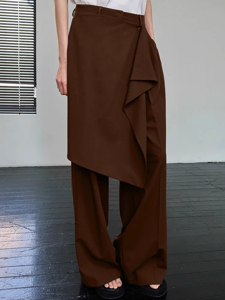 Aiertu  -  Autumn Loose High-Waist Long Pants Women Elegant Elastic Fashion Casual Pleated Patchwork High Waist Female Long Pants Aiertu