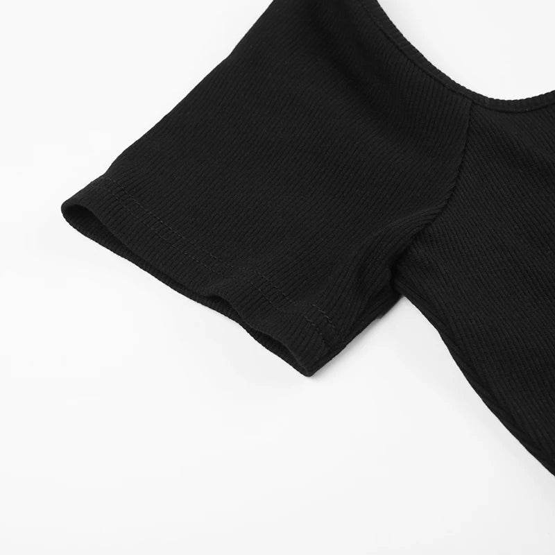 Aiertu  Sporty Activewear Basic Solid Playsuits Sexy Slim Square Collar Short Sleeve Rompers Women Summer Fashion Streetwear Aiertu