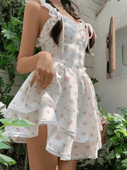 Aiertu  -Wood Ear Floral Sling Mini Dresses aiertu