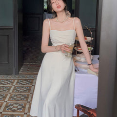 Aiertu Women Elegant Spaghetti Strap Midi Dress Sexy Prom Evening Party Birthday Club Fashion Clothing Aiertu