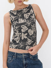 Aiertu  -  Y2k Print Tank Top for Women Sleeveless Aesthetic Camisole Graphic Baby Tees Slim Fitted Strappy Shirts Aiertu