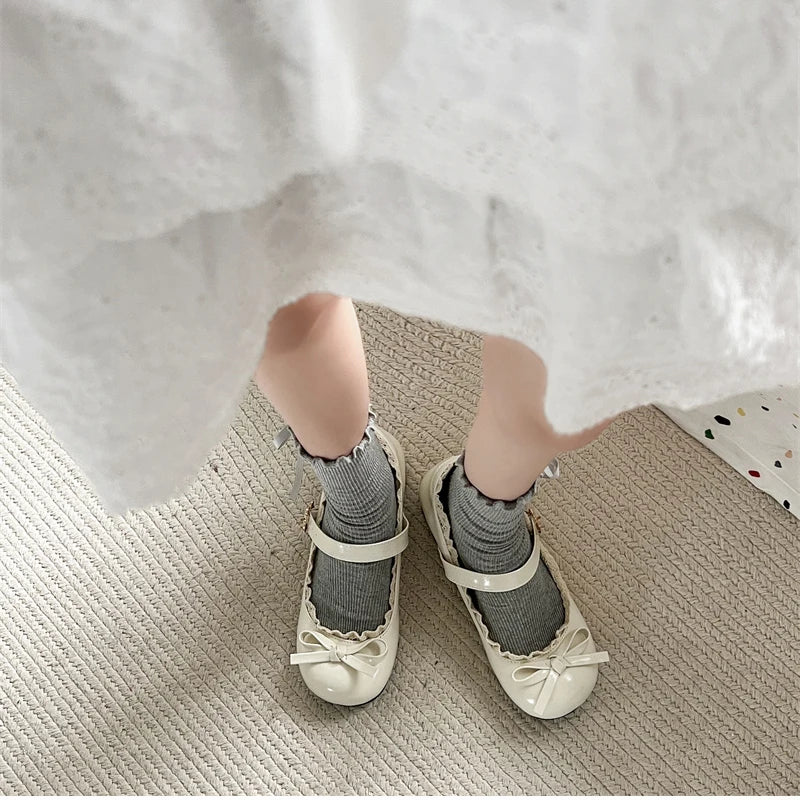 Aiertu  -  Fashion JK Women Mary Jane Shoes Ladies Causal Shallow Butterfly-knot Shoes Spring Autumn Female Leather Shoes Aiertu