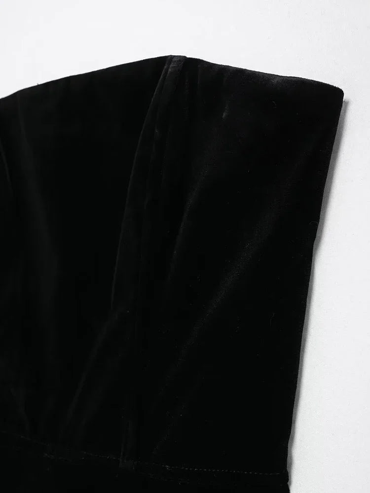 Aiertu  Women Fashion Black Backless Zipper Pleated Mini Dress Vintage Strapless Slash Neck Female Chic Lady Dresses Aiertu