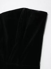 Aiertu  Women Fashion Black Backless Zipper Pleated Mini Dress Vintage Strapless Slash Neck Female Chic Lady Dresses Aiertu