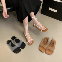 Aiertu  -   Square Toe Women Flat Sandals Casual Loafers Shoes Woman Slippers Slingback 2025 Trend Summer Dress Designer Comfort Sandalias Aiertu