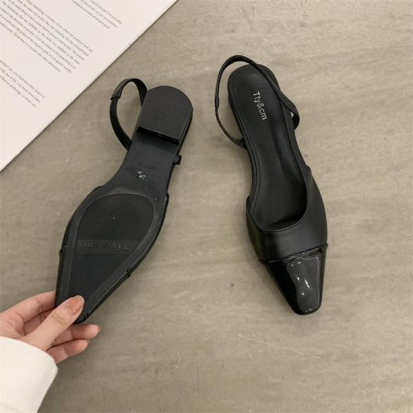 Aiertu  Shallow Mouth Spring Shoes Leather Sandals Women Summer Heels Square Toe Suit Female Beige Girls Velvet Comfort  Elastic Band Op Aiertu