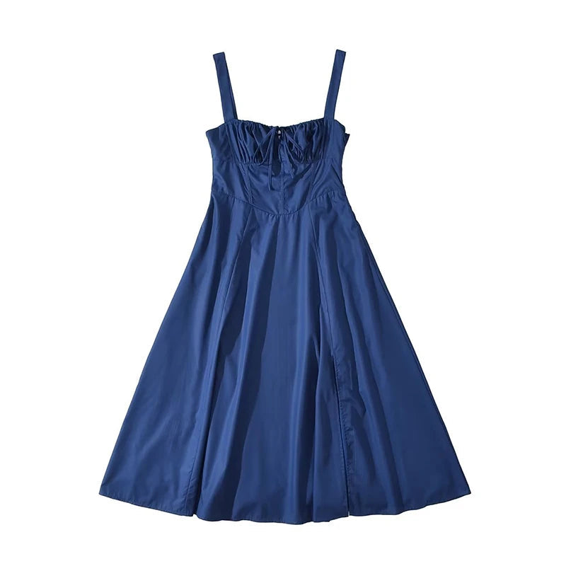 Aiertu  -  Summer Women Cross Lacing Up Bandage Back Sling Elegant Party Dresses Midi Robe Aiertu