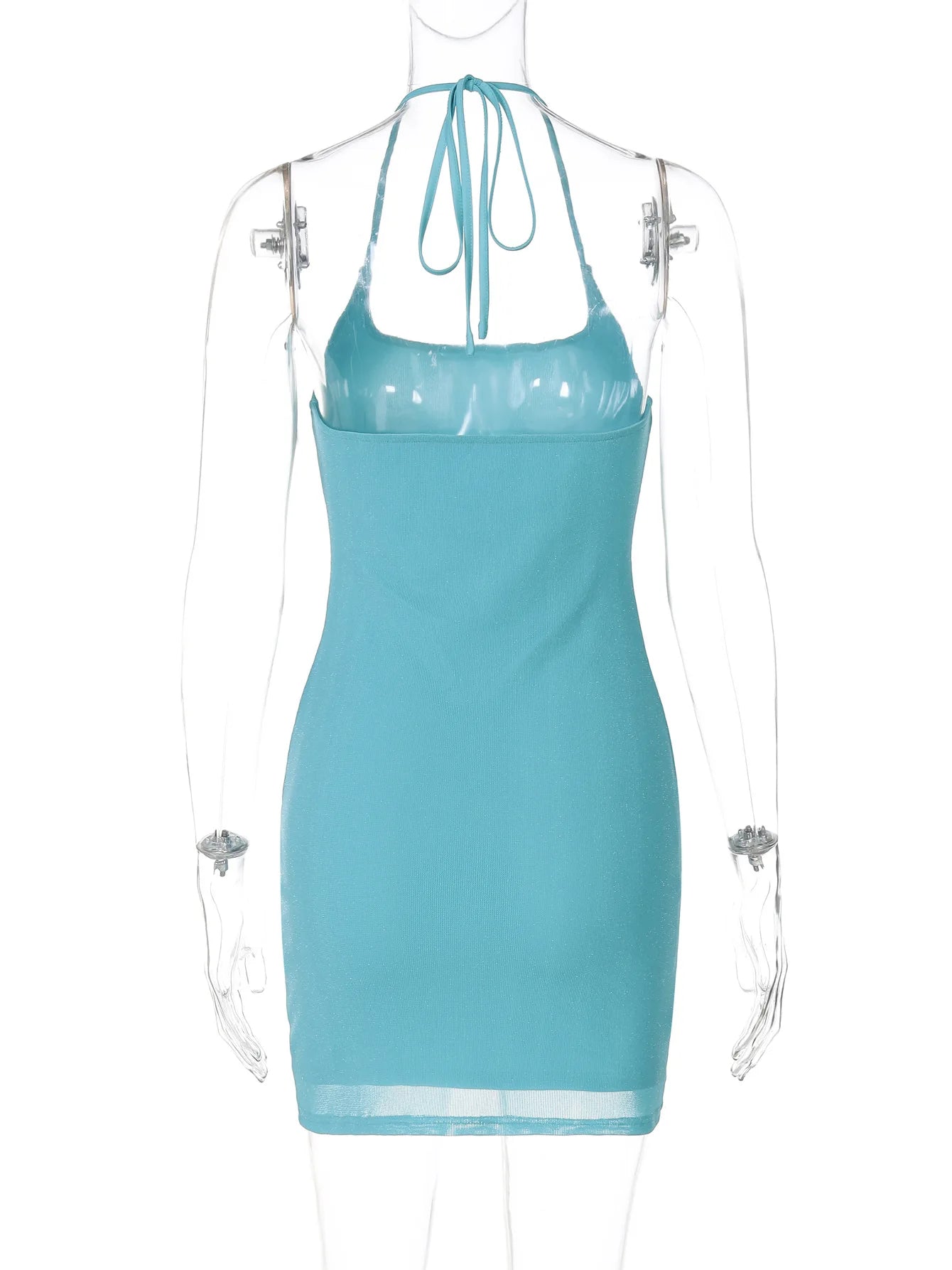 Aiertu  -  Casual Sexy Halter Blue Beach Holiday Dress for Women 2026 Summer Sleeveless Off Shoulder Backless Short  Party Dresses Clubwear Aiertu