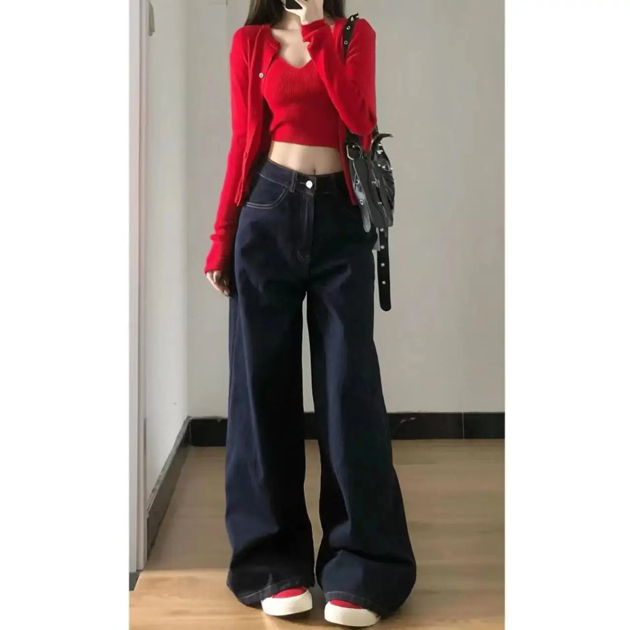 Aiertu  -  Chic Y2k Wide Leg Pants for Women Korean Jeans High Waist Straight Denim Trousers Casual Streetwear Pantalon Femme New Bottoms Aiertu