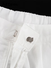 Aiertu  -  Fashion Ruffle Shirt Pants Sets Women Loose Off Shoulder Blouse High Waist Wide Leg Trouser 2025 Spring Summer Lady Solid Outfit Aiertu