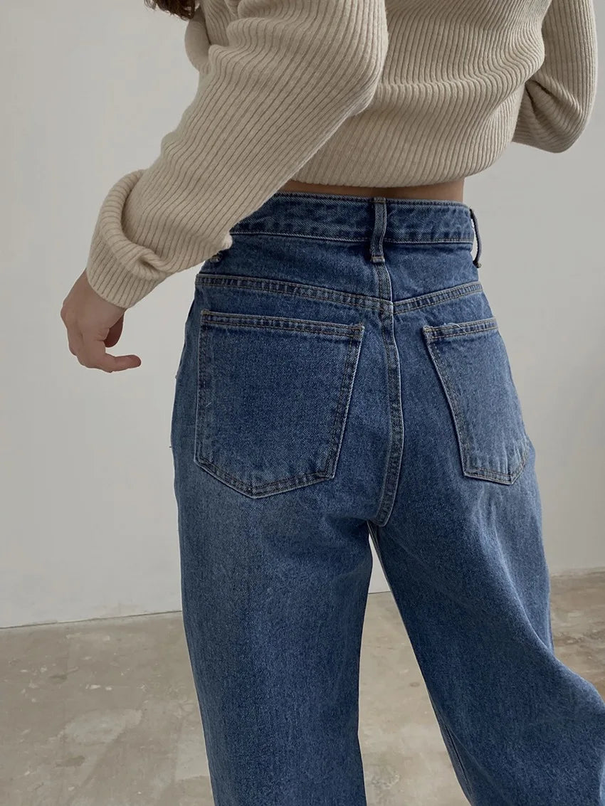Aiertu  -  Loose Jeans for Women 2024 New Long,European and American,New Patchwork Spliced Denim trousers Femme Aiertu