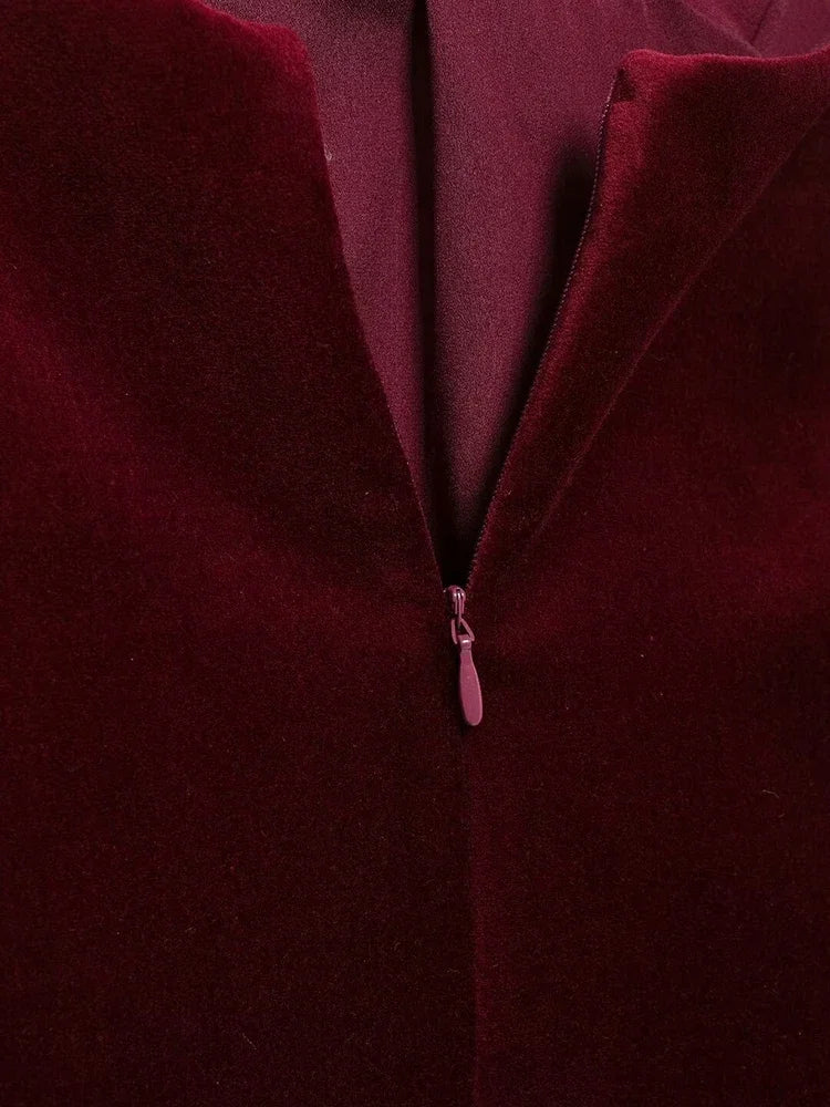 Aiertu  -  Women Fashion With Bow Wine Red Backless Zipper Tops Vintage V-Neck Sleeveless Female Chic Lady Tank Tops Aiertu