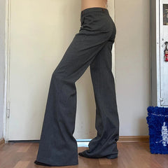 Aiertu  -  Y2K Women Striped Suit Pants Fashion Spring Casual High Street Vintage Slim Flare Trousers Office Lady Basic Outfits Aiertu