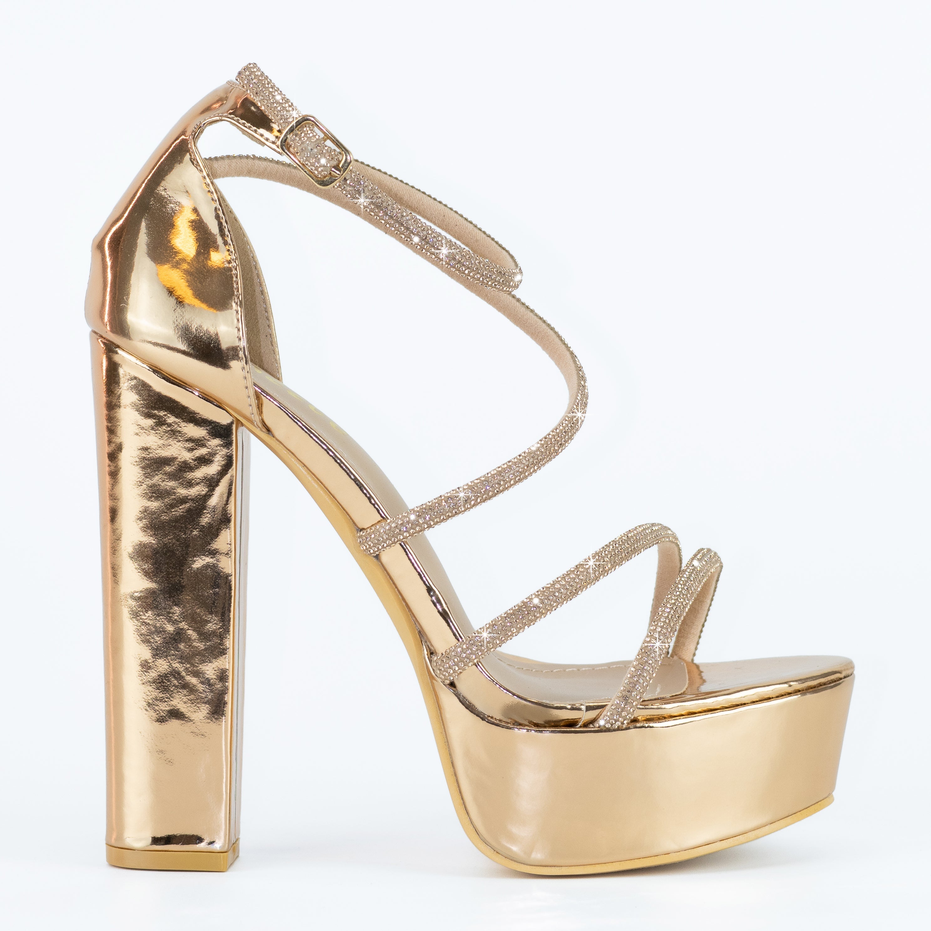 Aiertu  Posh - Embellished Platform Block Heels, Glitter Detailing Straps, Glamorous Party Footwear, Bold & Eye-Catching for Special Occasions Aiertu