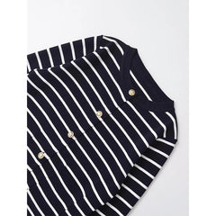 Aiertu  -  Autumn Winter Women Striped Knit Cardigan Long Sleeve O Neck Casual Outerwear Short Coat Aiertu