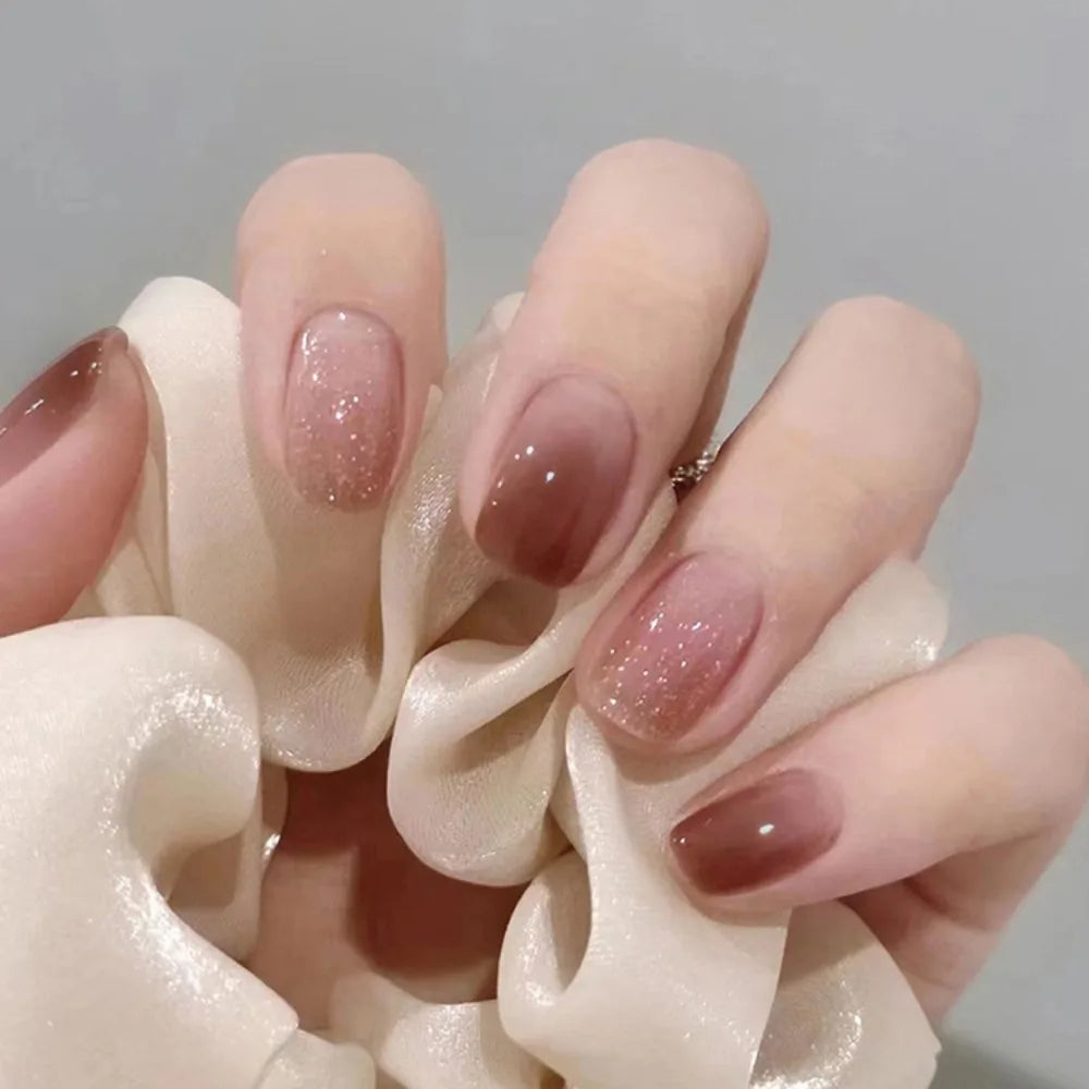 Aiertu  -  Fashion Wearable Manicure Fake Nails Gradients Bling French False Nails Glossy Full Cover Press On Nails for Women and Girls Aiertu