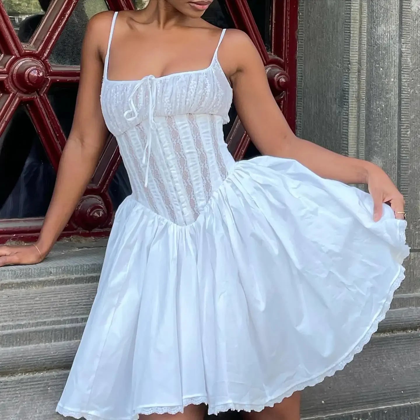 Aiertu  -  Casual Women's Dresses for Parties Mini Sleeveless White Birthday Dress Fashion A Line Sexy Dresses Woman Aiertu