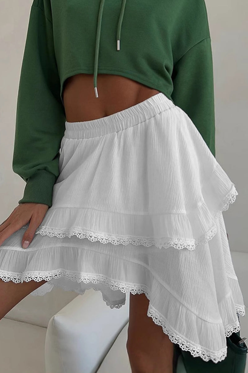 Aiertu  -Casual Daily Lace Irregular Loose High Waist Bottoms aiertu