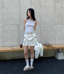 Aiertu  -  Spice Girls High Street Drawstring Elastic Waist All Match Mini Skirt korean Summer New Fashion Double Pocket Skirts for Women Aiertu