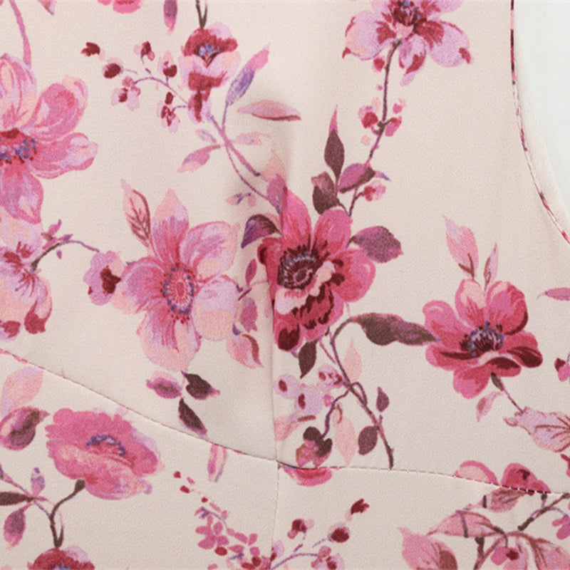 Aiertu  -  Sweet Printed Party Dress Women O-neck Sleeveless Pleated A-line Mini Dresses Female 2025 Spring Summer Fashion Print Lady Robe Aiertu