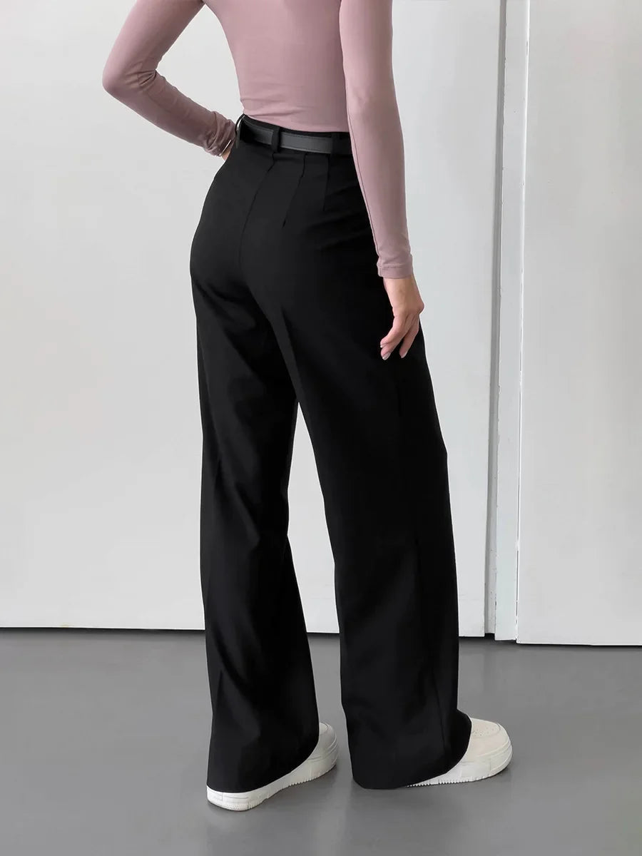 Aiertu  -  Spring Summer New Slim Fit Straight Leg Pants Women's Design High Waist Trousers Simple Office Lady Chic Suit Pants Aiertu