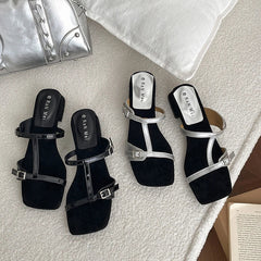 Aiertu  -  Summer Women Fashion Open Toe Slippers Casual Thick Heel Beach Vacation Slides Party Dress Shoes Aiertu