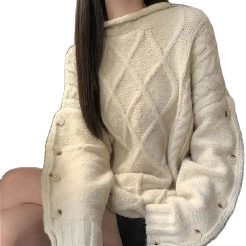 Aiertu  -  Winter Oversize Sweaters Women Apricot Thicken Loose Daily Knitted Office Lady Pullovers Fashion Casual All Match Aiertu