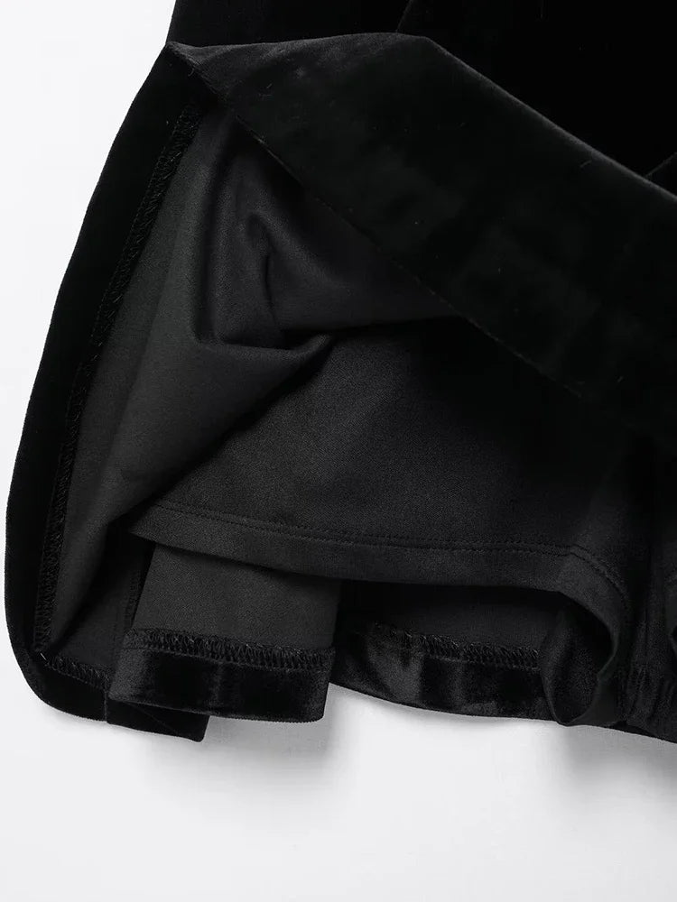 Aiertu  Women Fashion Black Backless Zipper Pleated Mini Dress Vintage Strapless Slash Neck Female Chic Lady Dresses Aiertu