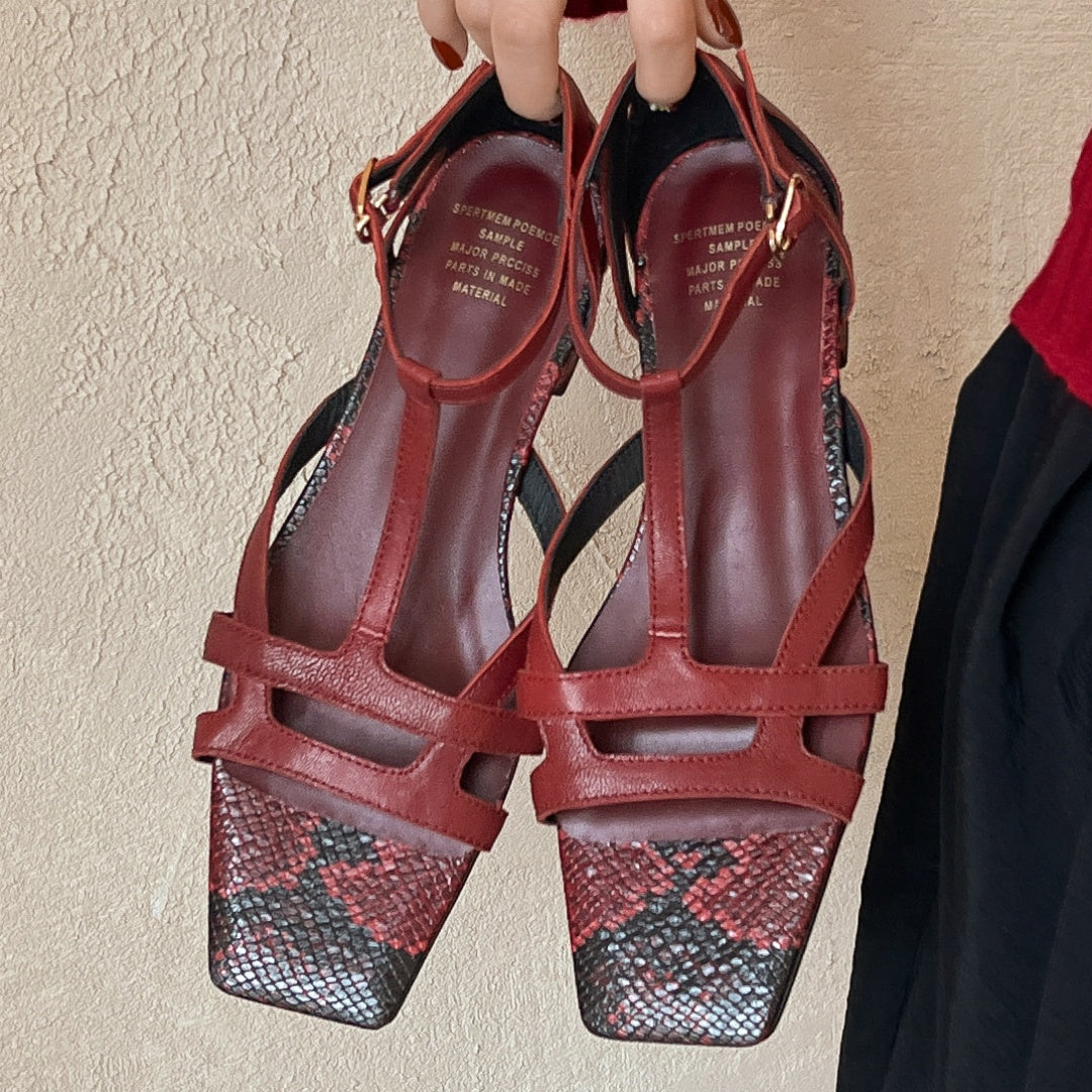 Aiertu  2025 Summer women's genuine leather narrow band open toe flats sandals casual female daily high quality shoes woman Aiertu