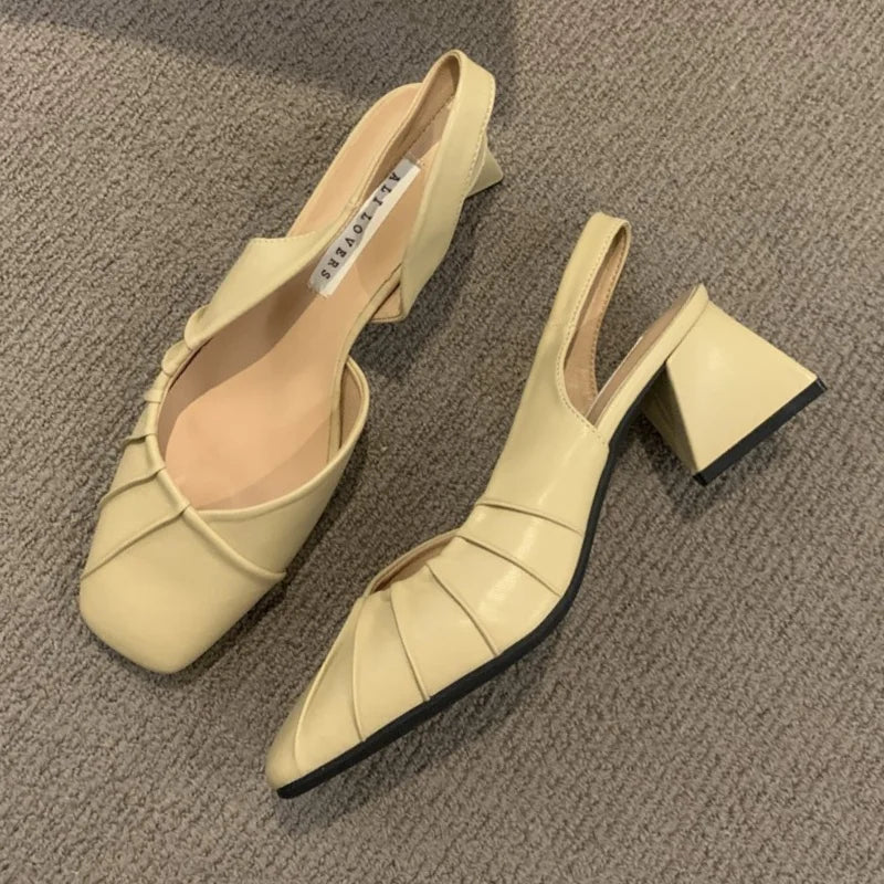 Aiertu  -  Summer Elegant Ladies Sandals Fashion Ladies Elastic Flat Heel Women Shallow Party Shoes Square Heel sandalias de mujer Aiertu