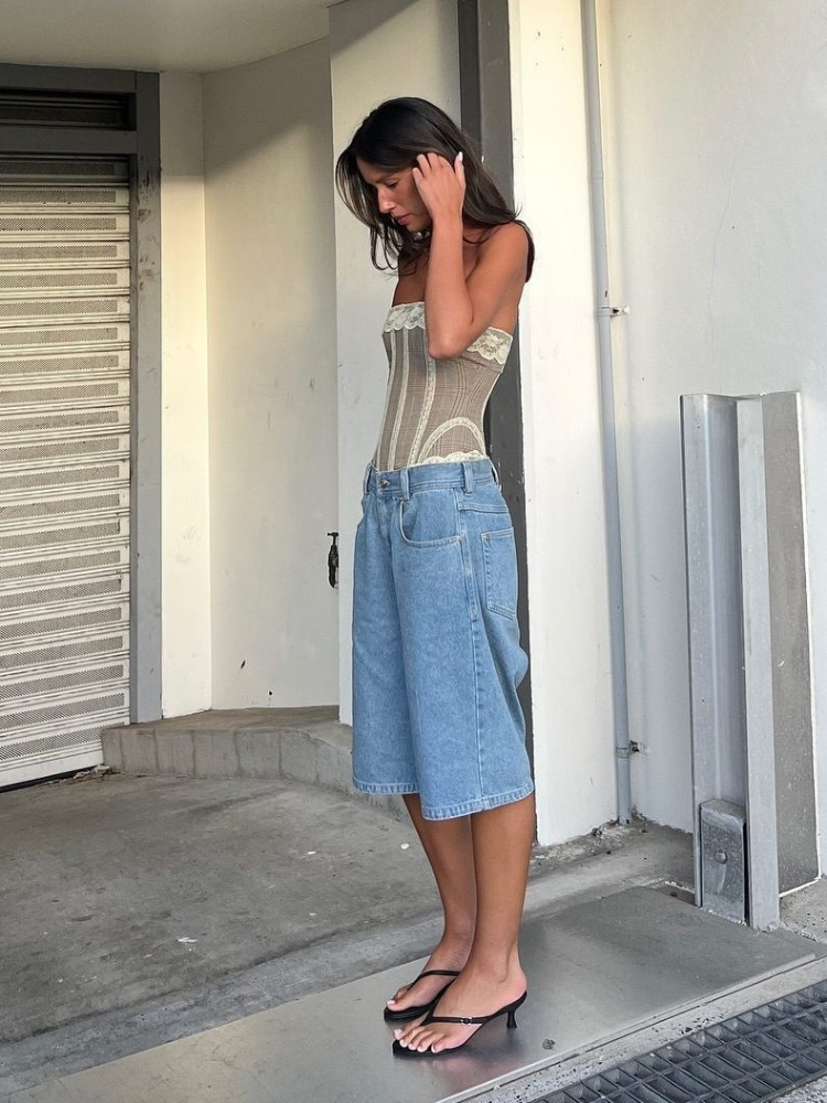 Aiertu  Street Denim Shorts Women All Match Zippers Pocket Button Dropped Wide Leg Female Short Pants 2025 Spring Summer Lady Streetwear Aiertu