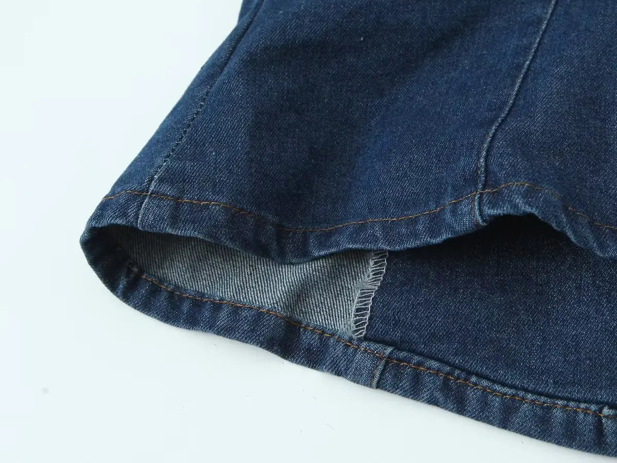 Aiertu  -  Sexy Square Collar Blue Denim Camis Sexy Corset Women Front Cross Lacing up Bandage Bow Tank Tops Back Zipper Slim Crop Top Aiertu