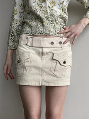 Aiertu  -  Vintage Belted Pocket Cargo Mini Skirt Aiertu