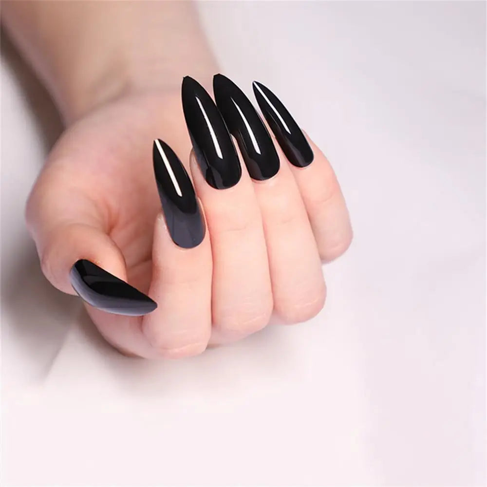 Aiertu  -  24Pcs Almond False Nails with Simple Colorful Design French Stiletto Full Cover Fake Nail Tips DIY Wearable Press on Nails Aiertu