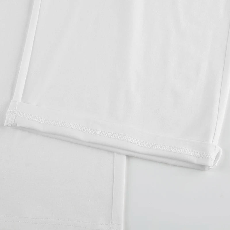 Aiertu  Casual Loose White Straight Leg Women Pants Homewear Sweatpants Shirring Basic All-Match Full Length Trousers Bottoms Aiertu