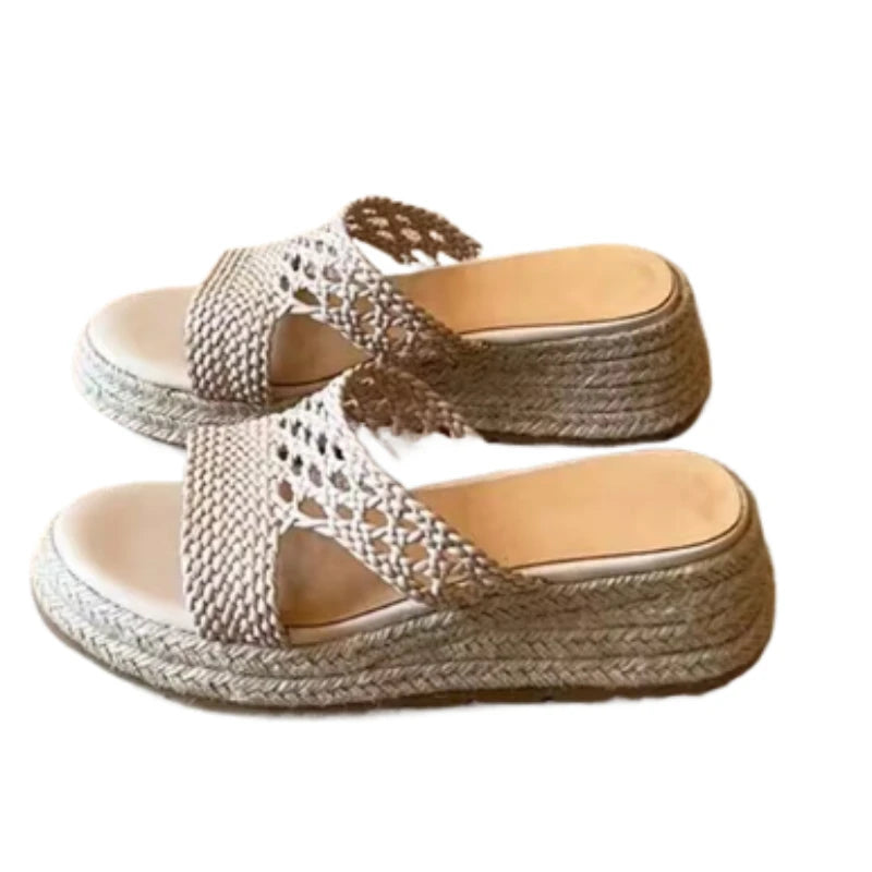 Aiertu  -  Wedges Platform Slippers Weave Women Sandals Fashion Summer Shoes New Designer 2026 Slingback Woman Flip Flops Zapatillas Mujer Aiertu