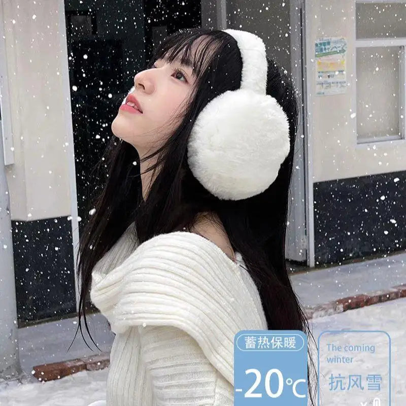 Aiertu  -  Solid Color Soft Plush Ear Warmer Winter Warm Earmuffs Fashion Ear Cover Outdoor Cold Protection Ear-Muffs Folding Earflap Aiertu
