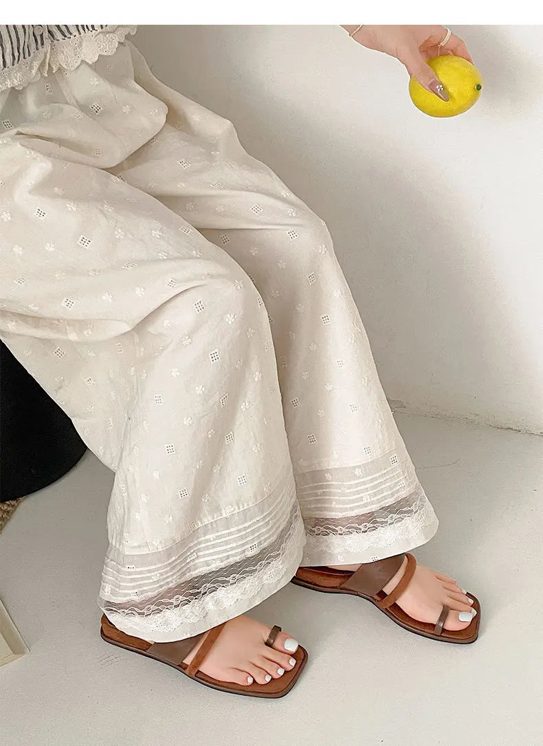 Aiertu  -  Summer Korean Style Flat Slippers New Square Head Lady Slippers Casual Outdoor Soft Non-slip One-word Cool Women Slippers Aiertu