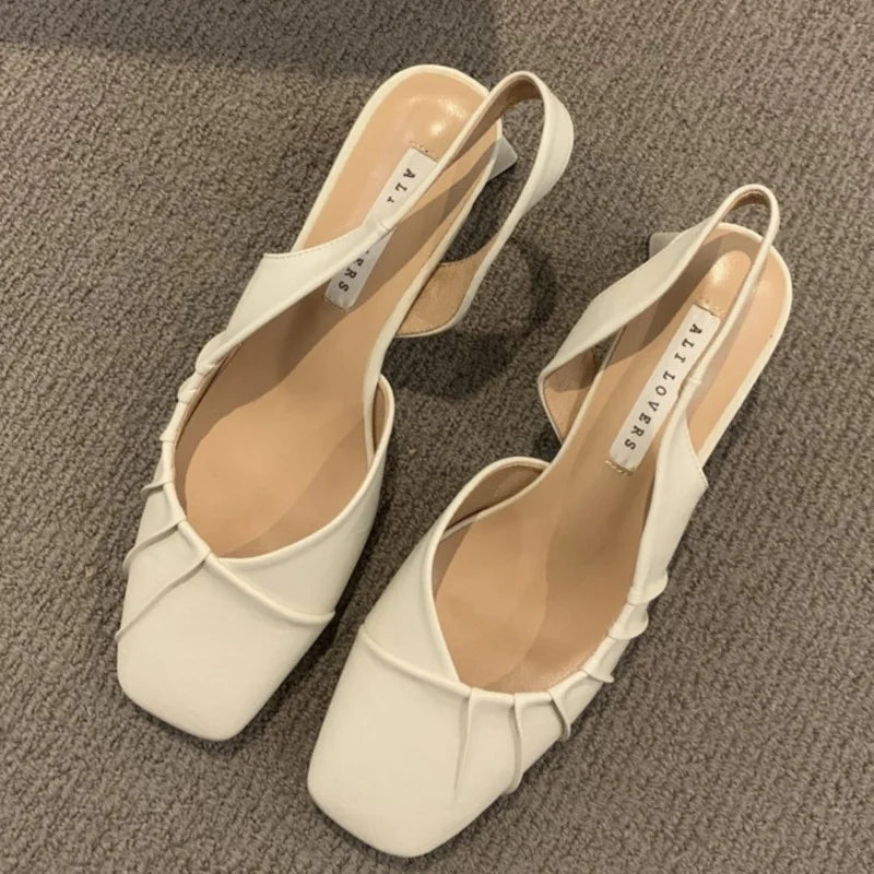 Aiertu  -  Summer Elegant Ladies Sandals Fashion Ladies Elastic Flat Heel Women Shallow Party Shoes Square Heel sandalias de mujer Aiertu