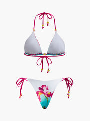 Aiertu  Floral Print Beaded Bikini Set shopify