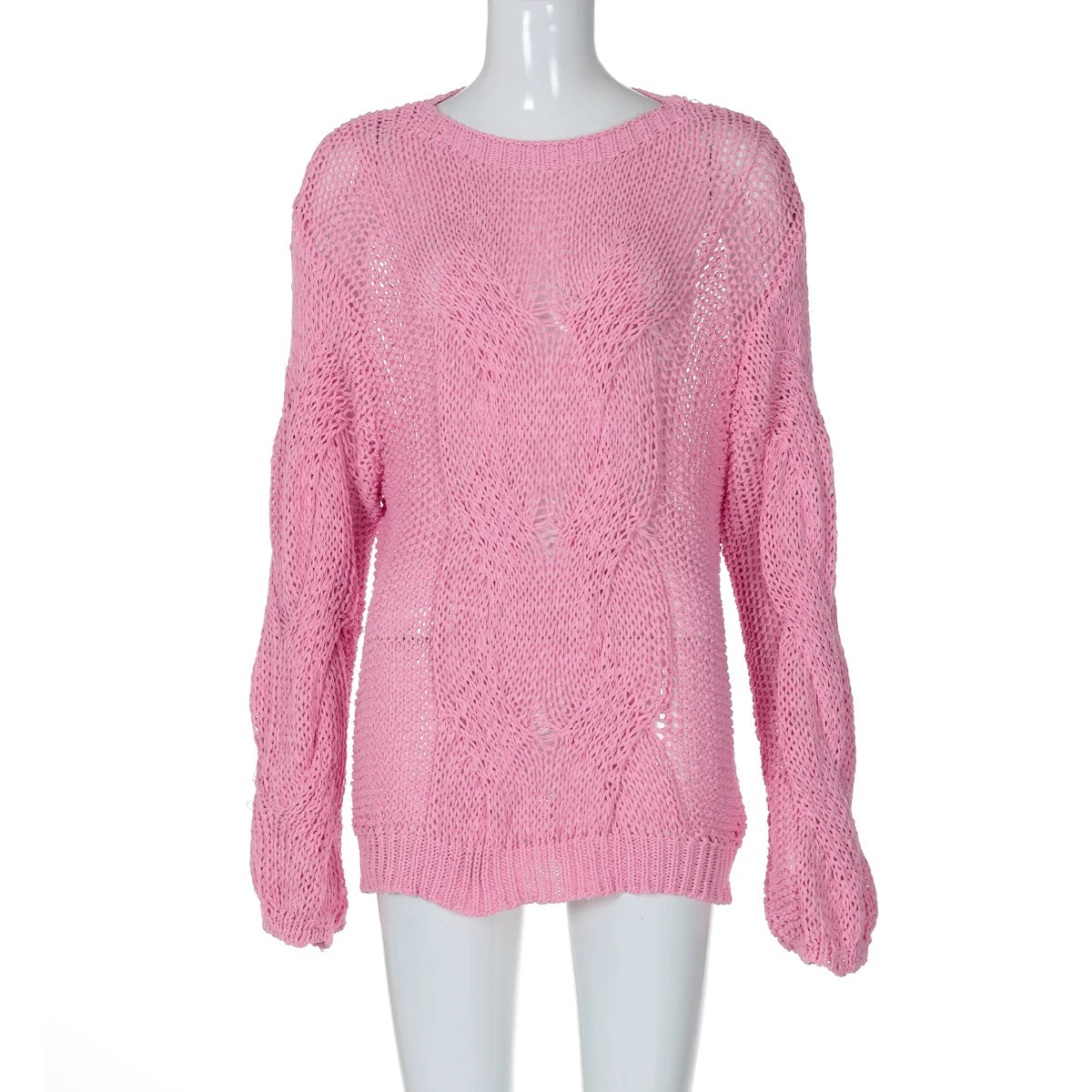 Aiertu  -  See Through Loose Long Sleeves Crochet Sweater Korean Style Pullovers Casual Streetwear Top For Autumn Aiertu