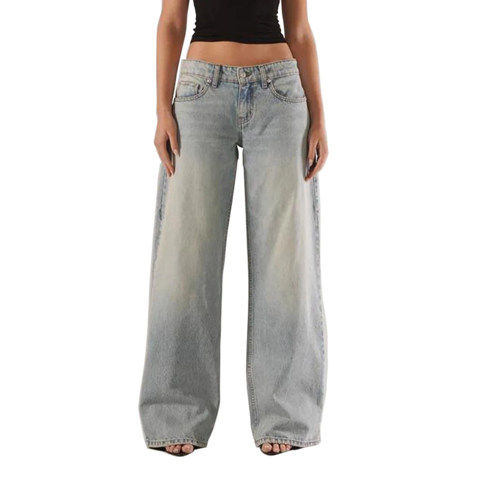Aiertu  -  Harajuku Jeans for Women Wide Leg Baggy Jeans High Waist Y2K Cargo Pants Casual Loose Boyfriends Trousers Vintage Streetwear Aiertu