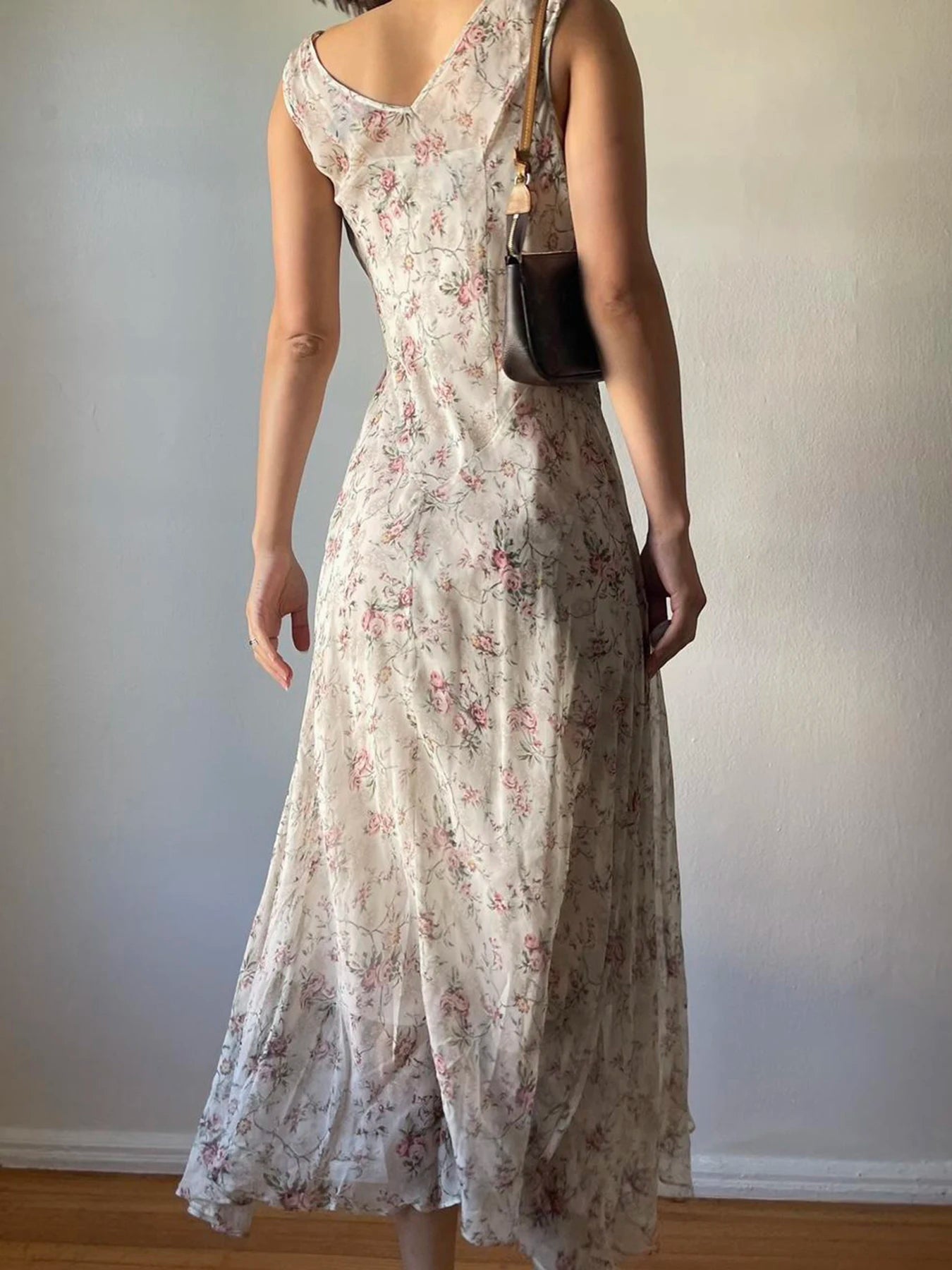 Aiertu  French Chic Elegant Flower Print Women Dress Lace Trim Ruched Slim Long Dress Summer New Clothes Aiertu