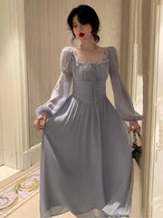 Aiertu French Elegant Princess Evening Party Midi Dresses for Women Autumn Slim Bandage Long Sleeve Vestidos Korean Spring Clothes Aiertu