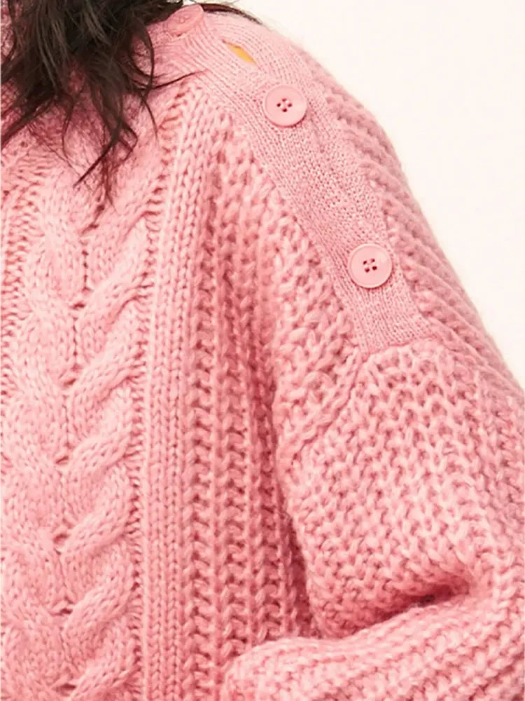 Aiertu  -  Warm Twist Thick Knitted Sweater Women Fashion Long Sleeve Pullover Autumn Winter Chic Solid Femme Knitwear Soft Knitwear Tops Aiertu
