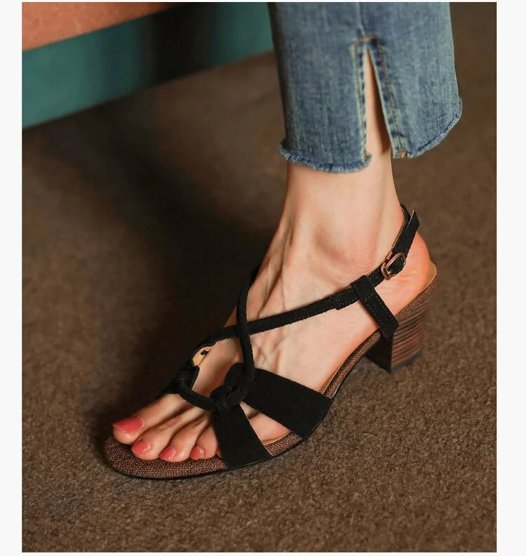 Aiertu  -  Luxury Women's Sandals Summer Fashion Ankle Strap Hollow Shoes Outdoor Comfortable Elegant High Heels Women Sandals Aiertu