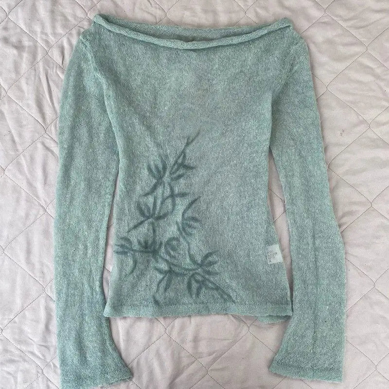 Aiertu  -  Women Long Sleeve Vintage Print T-Shirts Autumn Slim Bottoming Grunge Knitted Tops All Match Casual Fashion Tees Y2k Aesthetic Aiertu