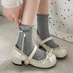 Aiertu  -  Fashion JK Women Mary Jane Shoes Ladies Causal Shallow Butterfly-knot Shoes Spring Autumn Female Leather Shoes Aiertu